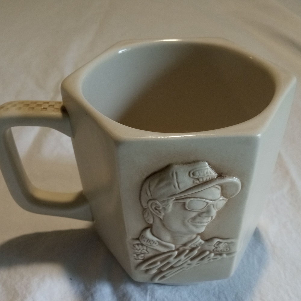 Nascar Cream Mug with Embossed Racer Design